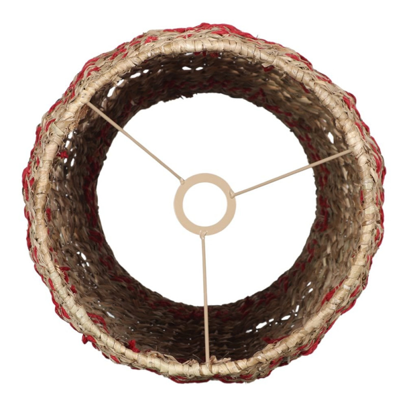 Abat-jour suspension naturel et rouge en fibre naturelle 39x39x61 cm Lumaro  - 4
