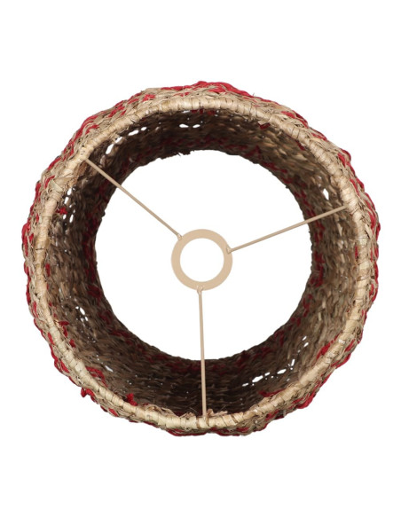 Abat-jour suspension naturel et rouge en fibre naturelle 39x39x61 cm Lumaro  - 4