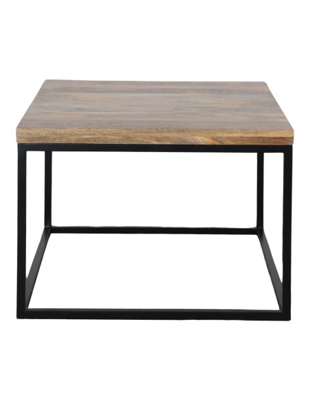 Table basse carrée bois tropical et métal noir 65x65x47 cm Rovaryn  - 2