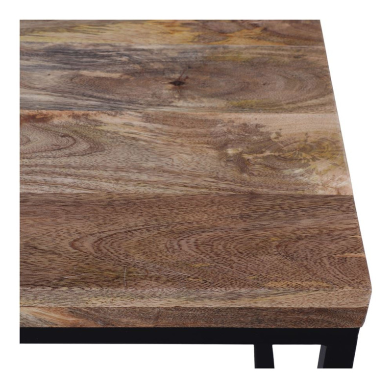 Table basse carrée bois tropical et métal noir 65x65x47 cm Rovaryn  - 3