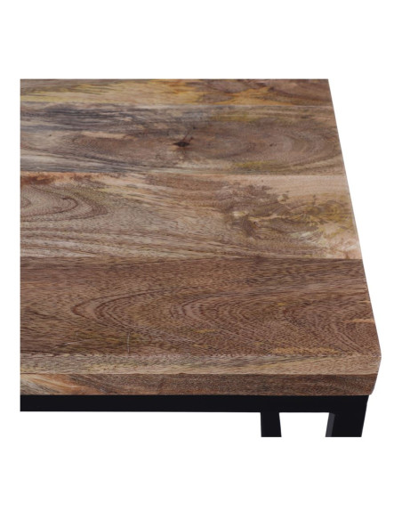 Table basse carrée bois tropical et métal noir 65x65x47 cm Rovaryn  - 3