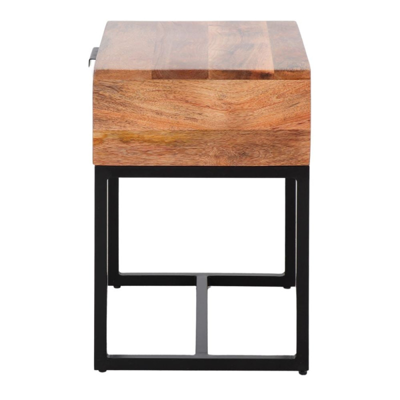 Table de chevet 1 tiroir bois de manguier métal noir 45x35x50 cm Oryndal  - 4