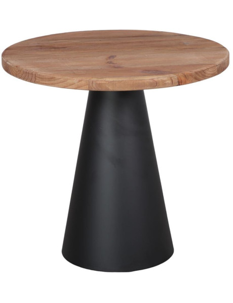 Table basse ronde pin recyclé métal noir 50x48 cm Soryndel  - 1
