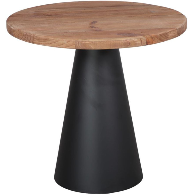 Table basse ronde pin recyclé métal noir 50x48 cm Soryndel  - 1