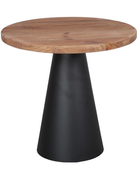 Table basse ronde pin recyclé métal noir 50x48 cm Soryndel  - 1