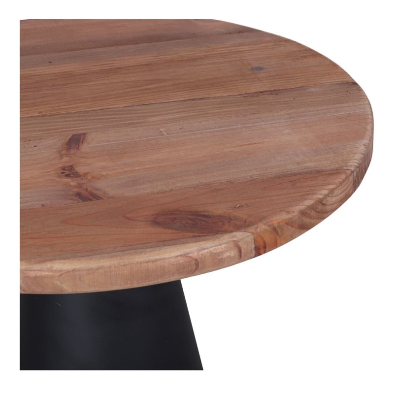 Table basse ronde pin recyclé métal noir 50x48 cm Soryndel  - 3