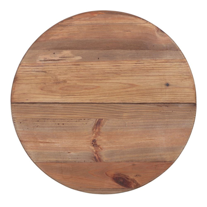 Table basse ronde pin recyclé métal noir 50x48 cm Soryndel  - 4