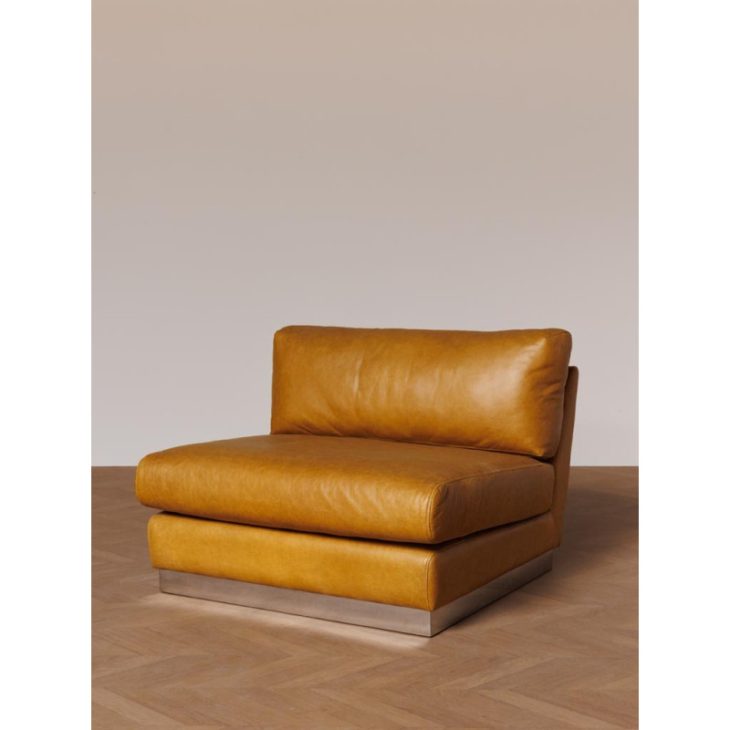 Fauteuil lounge cuir camel chrome 104x104x79 cm Minneapolis  - 3
