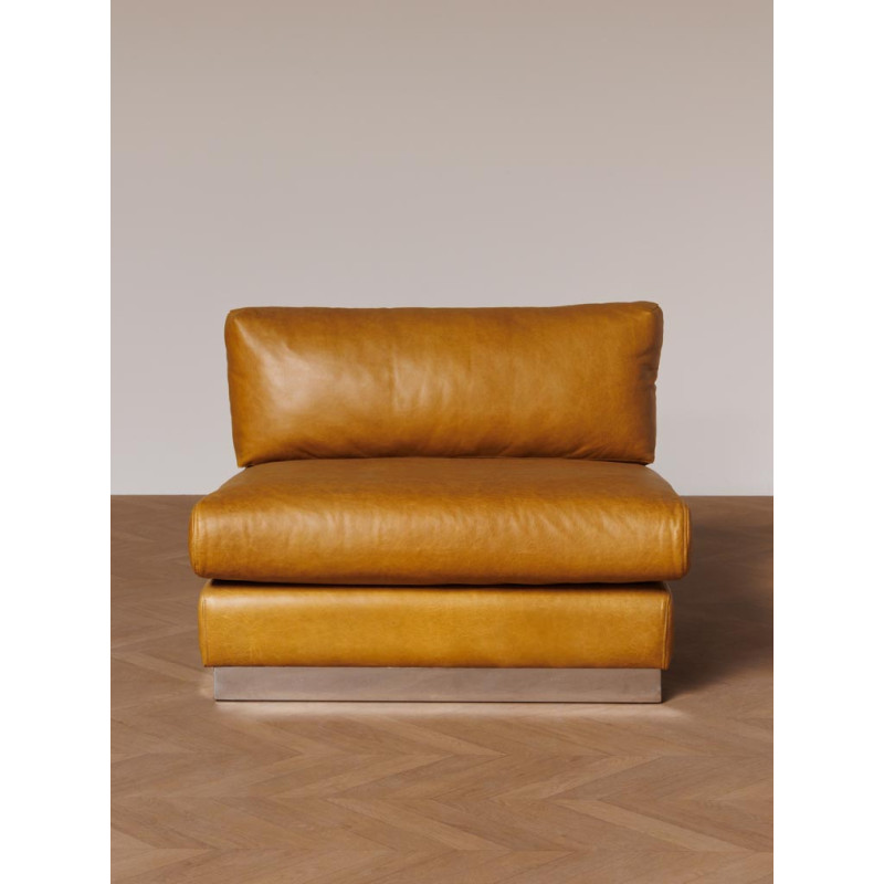 Fauteuil lounge cuir camel chrome 104x104x79 cm Minneapolis  - 4
