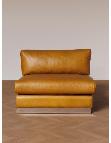 Fauteuil lounge cuir camel chrome 104x104x79 cm Minneapolis  - 4