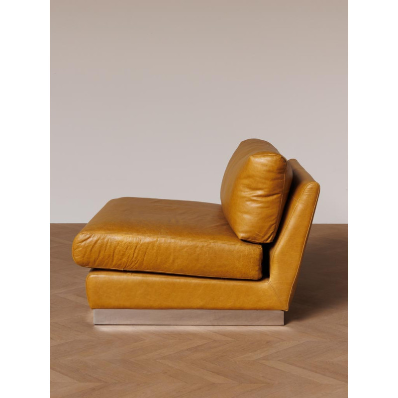 Fauteuil lounge cuir camel chrome 104x104x79 cm Minneapolis  - 5