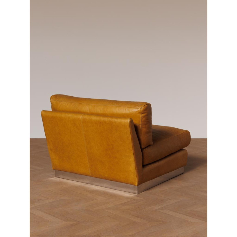 Fauteuil lounge cuir camel chrome 104x104x79 cm Minneapolis  - 6