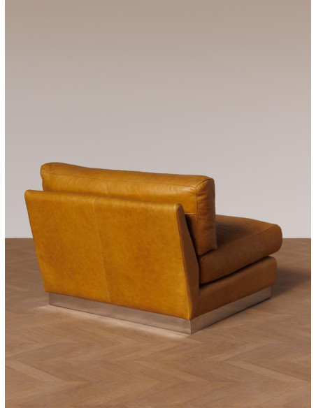 Fauteuil lounge cuir camel chrome 104x104x79 cm Minneapolis  - 6