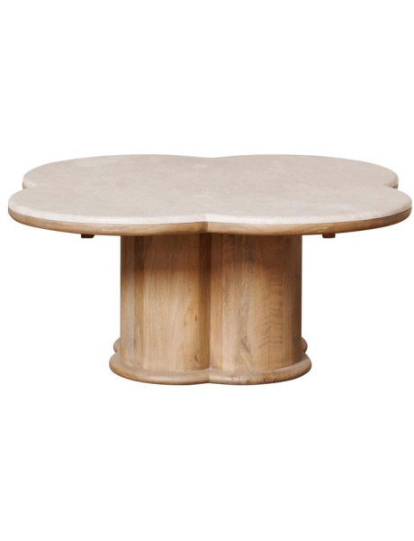 Table basse marbre manguier forme organique 108x43 cm Quadrilobe  - 1