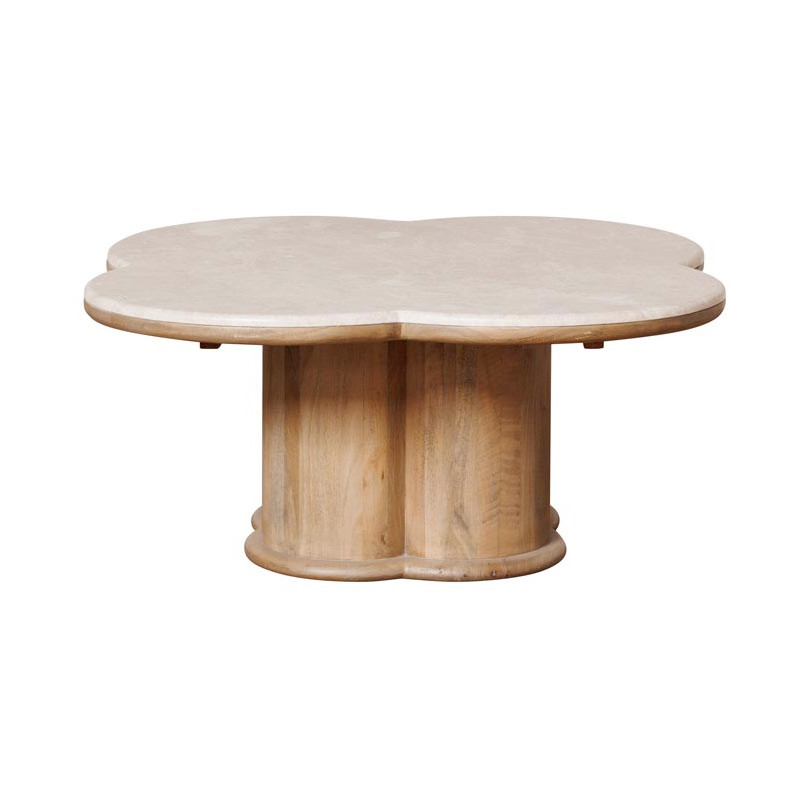 Table basse marbre manguier forme organique 108x43 cm Quadrilobe  - 1