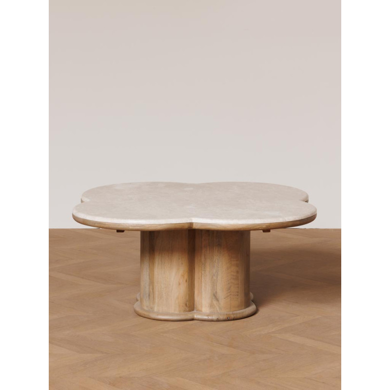 Table basse marbre manguier forme organique 108x43 cm Quadrilobe  - 3