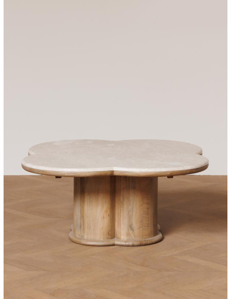 Table basse marbre manguier forme organique 108x43 cm Quadrilobe  - 3