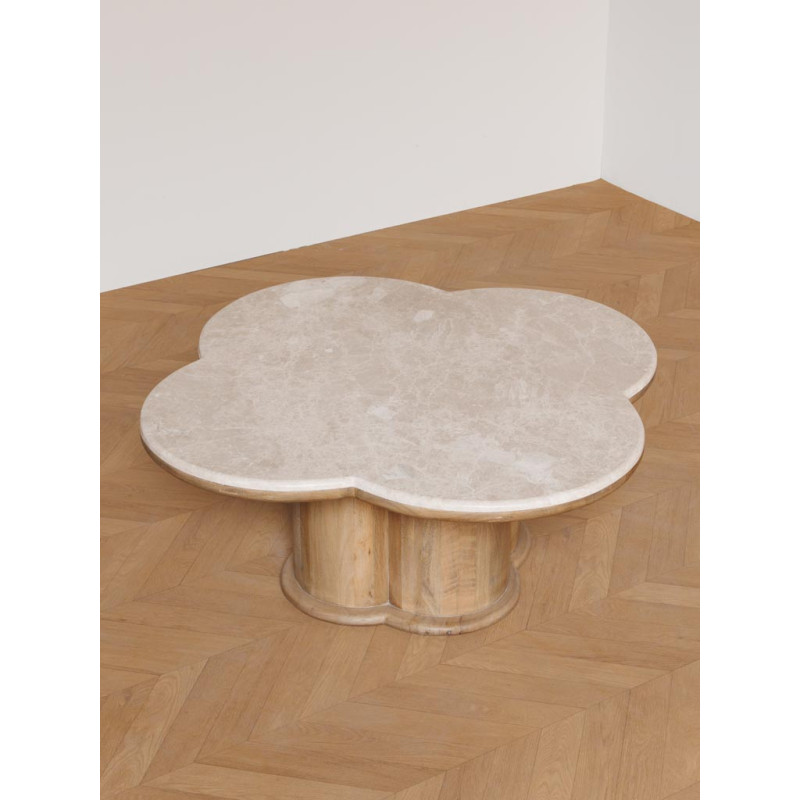 Table basse marbre manguier forme organique 108x43 cm Quadrilobe  - 4