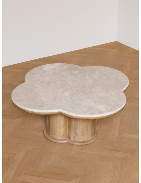 Table basse marbre manguier forme organique 108x43 cm Quadrilobe  - 4