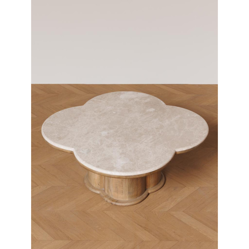Table basse marbre manguier forme organique 108x43 cm Quadrilobe  - 5