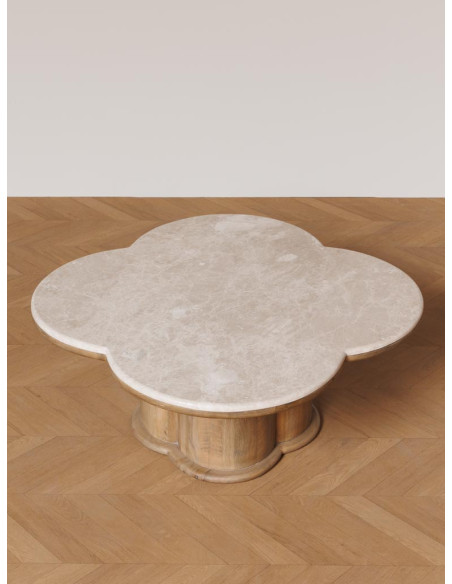 Table basse marbre manguier forme organique 108x43 cm Quadrilobe  - 5
