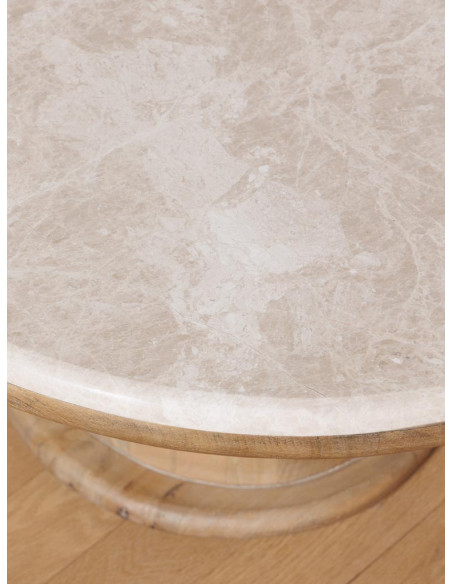 Table basse marbre manguier forme organique 108x43 cm Quadrilobe  - 6