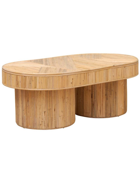 Table basse ovale rotin bois clair 109x60,5x41 cm Carica  - 1