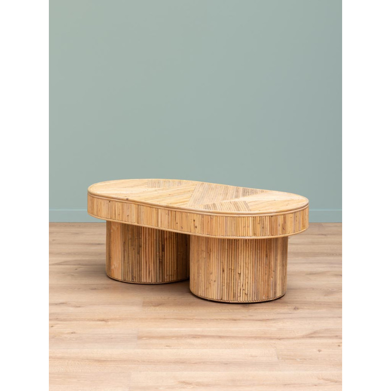 Table basse ovale rotin bois clair 109x60,5x41 cm Carica  - 2