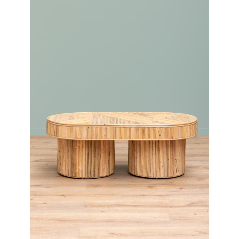 Table basse ovale rotin bois clair 109x60,5x41 cm Carica  - 3