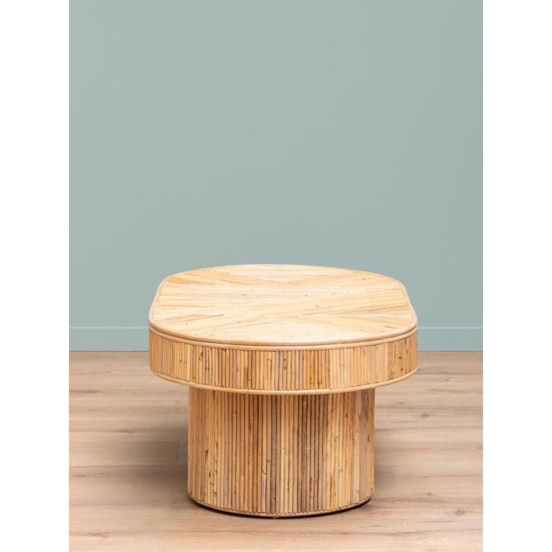 Table basse ovale rotin bois clair 109x60,5x41 cm Carica  - 4