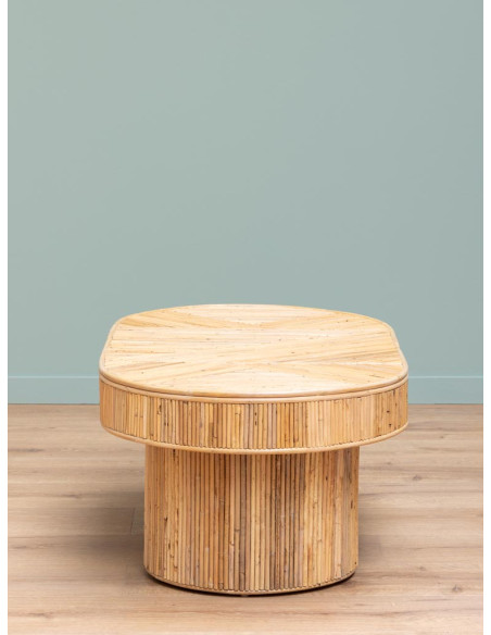 Table basse ovale rotin bois clair 109x60,5x41 cm Carica  - 4