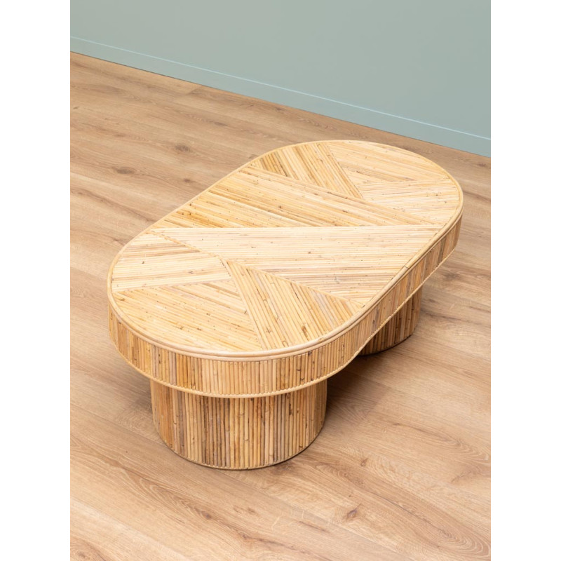 Table basse ovale rotin bois clair 109x60,5x41 cm Carica  - 5