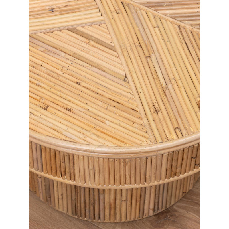 Table basse ovale rotin bois clair 109x60,5x41 cm Carica  - 6