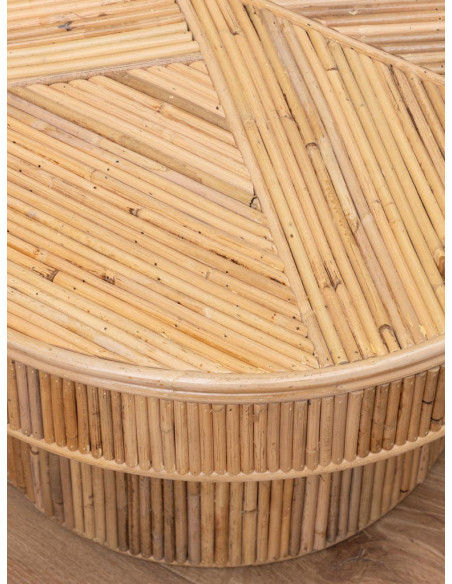 Table basse ovale rotin bois clair 109x60,5x41 cm Carica  - 6