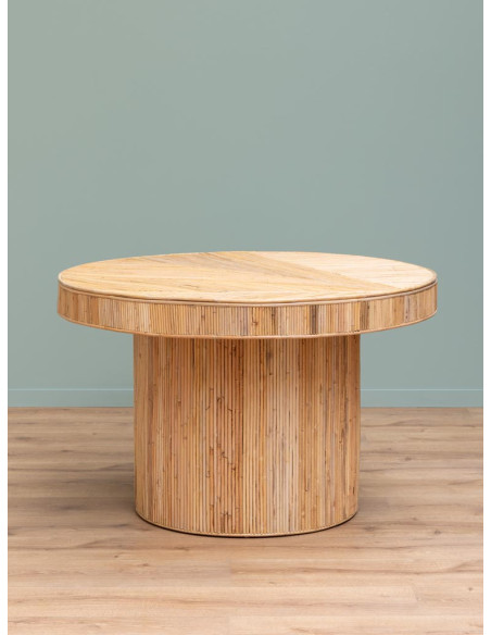 Table à manger ronde rotin naturel 120x76 cm Carica  - 2
