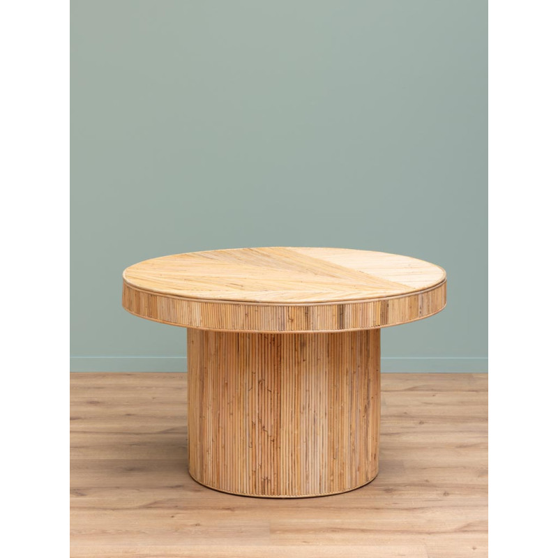 Table à manger ronde rotin naturel 120x76 cm Carica  - 3
