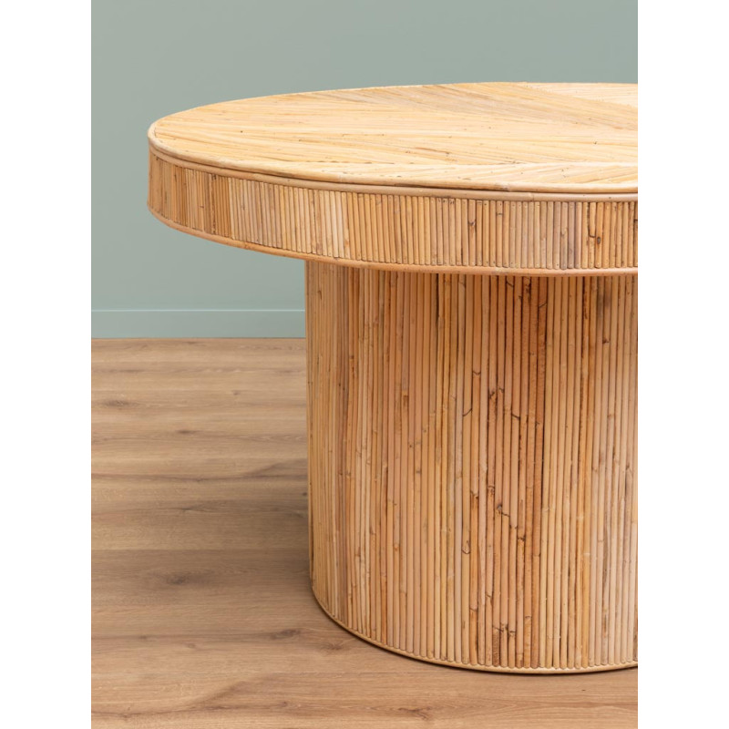 Table à manger ronde rotin naturel 120x76 cm Carica  - 4