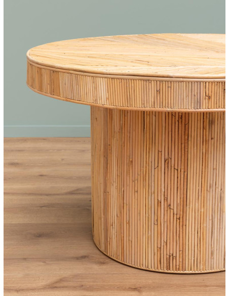 Table à manger ronde rotin naturel 120x76 cm Carica  - 4