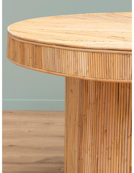 Table à manger ronde rotin naturel 120x76 cm Carica  - 5