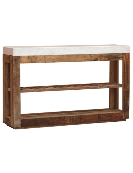 Console bois recyclé marbre blanc 132x31x81,5 cm Greta  - 1