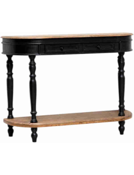 Console d’entrée noire manguier 2 tiroirs 121x35x91 cm Nevermore  - 1