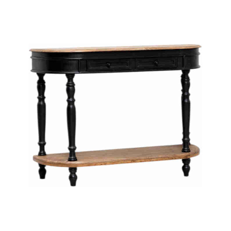 Console d’entrée noire manguier 2 tiroirs 121x35x91 cm Nevermore  - 1