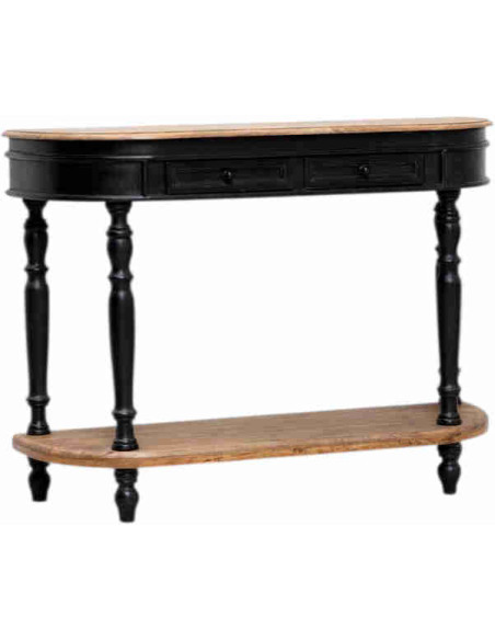 Console d’entrée noire manguier 2 tiroirs 121x35x91 cm Nevermore  - 1