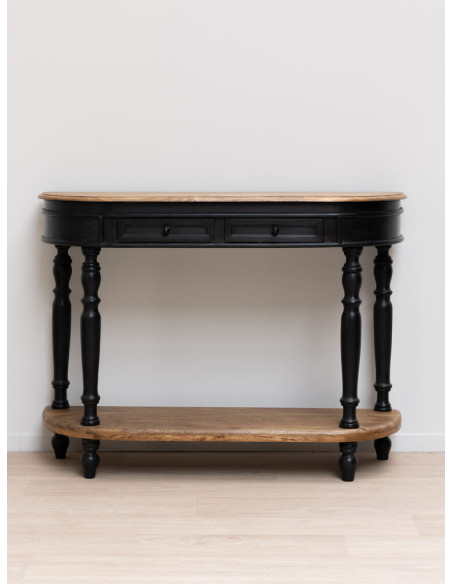 Console d’entrée noire manguier 2 tiroirs 121x35x91 cm Nevermore  - 3