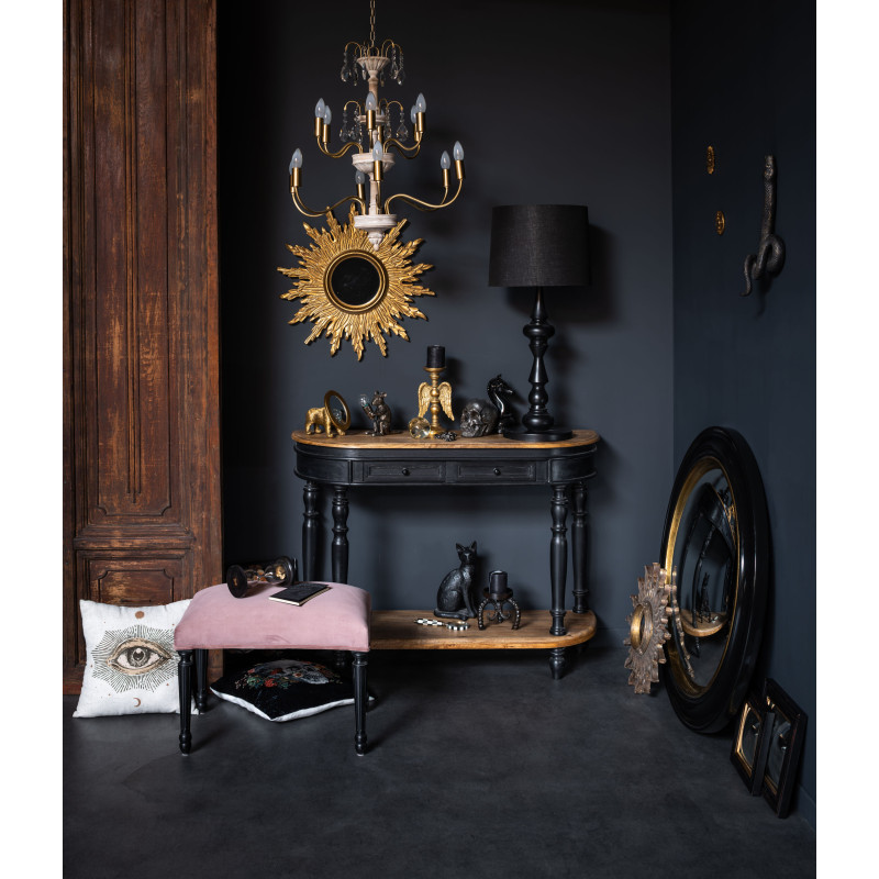 Console d’entrée noire manguier 2 tiroirs 121x35x91 cm Nevermore  - 2
