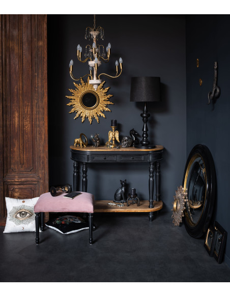 Console d’entrée noire manguier 2 tiroirs 121x35x91 cm Nevermore  - 2