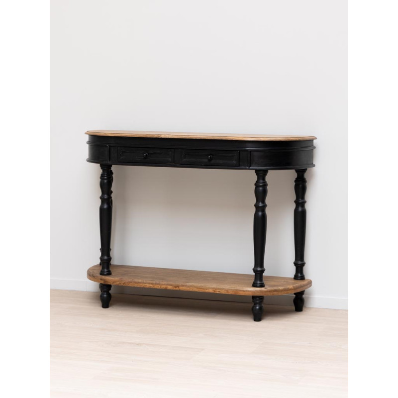 Console d’entrée noire manguier 2 tiroirs 121x35x91 cm Nevermore  - 4