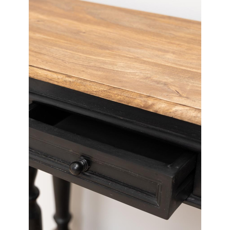 Console d’entrée noire manguier 2 tiroirs 121x35x91 cm Nevermore  - 7