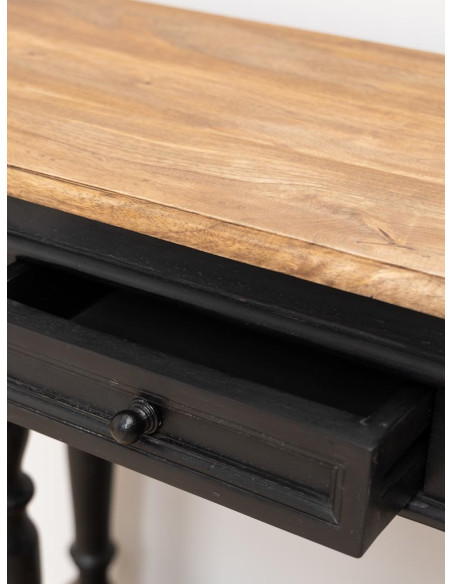 Console d’entrée noire manguier 2 tiroirs 121x35x91 cm Nevermore  - 7