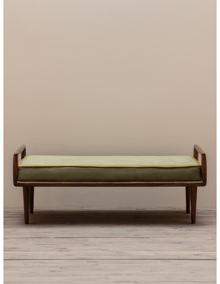 Banquette bout de lit velours vert manguier 136x56x51 cm Farrow  - 3